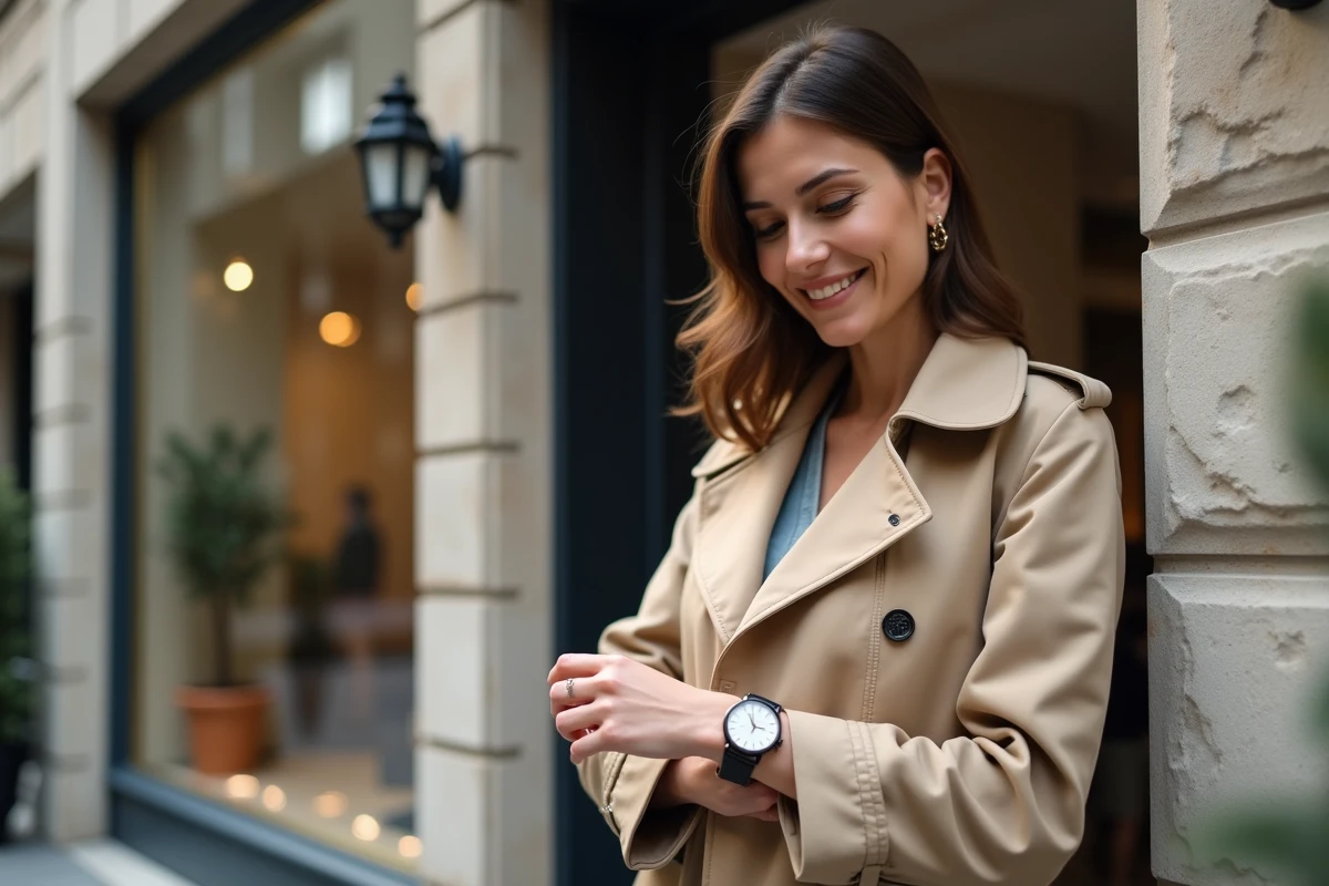 Femme élégante vérifiant l