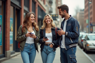 Groupe de jeunes adultes dans la rue en 2003