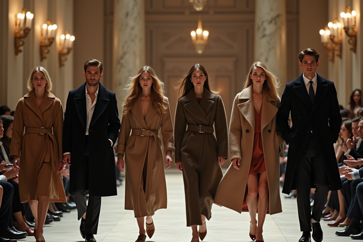 Models marchant sur un runway dans un bâtiment historique